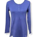 Isaac Mizrahi  Henley T-Shirt Long Sleeve 3 Button Navy Blue Women's XS NWT Photo 0