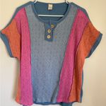 7th Ray  Blue Textured Knit Top Photo 0