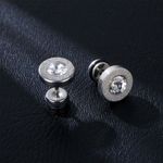 925 Silver Plated CZ Cubic Zirconia Stud Earrings for Men Women Photo 2