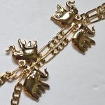 Figaro Chain Necklace with Dangle Elephant Charms Gold Filled New Photo 2