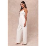 Lulus NWT  Memorable Occasion White Beaded Sequin Wide-Leg Jumpsuit Glam Bling S Photo 3
