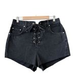 Anthropologie Pilcro Lace Up High Waist Black Shorts Size 32 NEW Photo 1