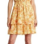 Collective Concepts Womens Floral Smocked Waist Halter Dress Yellow Medium NWOT Photo 0