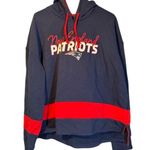 NFL Navy Blue Red Striped Hooded Patriots Boston Football Pullover Women Sz XL Photo 0