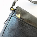 Fossil Peyton Large Double Flap Crossbody Black Leather and Suede Bag Purse Key Photo 8