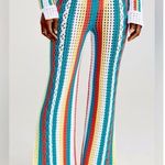 Solid & Striped  The Logan Pants Crochet Striped Side Slits Swim Coverup L $278 Photo 1