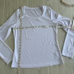 Women’s Ribbed Scoop Neck Long Sleeve White Top Size Large Stretchy Photo 3