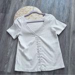 Sézane Sezane Maddie shirt cream button front scalloped detailing Photo 1