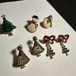 Lot Of 4 Holiday Pierced Earrings Stud/Dangle Christmas Tree Snowman Etc 1 Avon Gold Photo 3