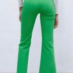 ZARA Green High Waist Cropped Flare Leg Pants Size Small Photo 2