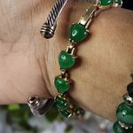 Silver Cable Flex Open Cuff Bracelet with Amethyst Color Stone Purple Photo 6