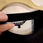 Bebe Black Logo Chenille Embroidered T-Shirt Short Sleeve Top Mesh Size L Photo 3