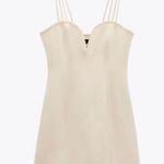 ZARA sweetheart neckline mini dress in cream NEW Photo 0