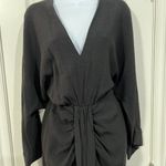 ZARA  Size XL Dress Plunging V-Neck Ruch Draped Waist Midi Black Limited Edition Photo 6