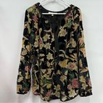 Black Rainn  large floral velvet burnout peasant top Photo 0