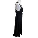 l*space L* Emma Cover Up Dress Women’s Size XS Black Maxi Slit Deep V Drawstring Photo 5