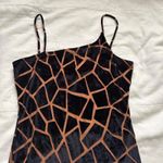 Y2K paper tag Brown black giraffe burnout maxi dress asymmetrical neckline Size M Photo 5