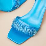 Lulus Addia Turquoise Satin Beaded Fringe High Heel Sandals Blue Size 8 Photo 3