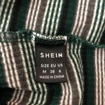 SheIn  Womens Striped V-Neck Long Sleeve Crop Top Green White Ribbed Size M Photo 2