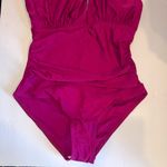 One Piece B2Prity Swimsuit Womens Medium Pink High Neck  Halter Ruched Photo 3