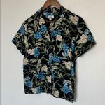 Anthropologie Kensie Jeans Sky Camp Shirt Floral Hibiscus Sky Blue Small Photo 0