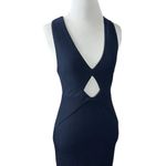 Free People Vintage Y2K All The Right Angles Body Con Midi Dress Navy Cut Out XS Photo 5