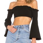 Majorelle  Shanti Top Black Off The Shoulder Ruffled Crop Bell Sleeve XS Photo 0