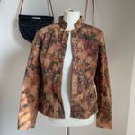 Leather Vintage VS2 Floral Print Brown Jacket, Size Medium Green Photo 0