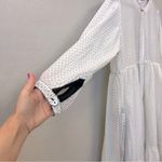 KILOL Midi tiered tunic dress, polka dot print, sheer,deep side slits,buttons XS Black Photo 1