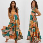 ALÉMAIS Sloane Tiered Midi Patchwork Dress Size 4 US (8 AU) Orange Photo 13
