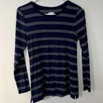 Old Navy dark blue white striped long sleeved casual comfortable crewneck shirt Photo 0