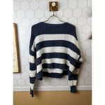 American Eagle  Striped Navy and White Ribbed Knit Cropped Sweater - Size -Small Photo 1