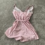SheIn Pink/White Striped Romper SIZE L Photo 4