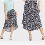J.Crew High Low Black White Print Wrap Around Midi Skirt Preppy Y2K Sz Small Photo 1