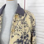 Coldwater Creek Linen Blend Floral Toile Print Chore Jacket Tan Blue Small Photo 4