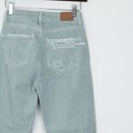 American Eagle Womens Mom Straight Jeans Size 00 Long Green Distressed Grunge Photo 5