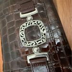 Brighton Chocolate Brown Embossed Croc Patent Leather Crossbody Purse Wallet Photo 12