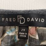 Fred David  Size 2X Gray Floral Long Layered Sleeve Tie Neck Romantic Boho Top Photo 5