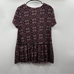 Agnes & Dora  Geometric Paisley Short Sleeve Relaxed Ruffle‎ Tee Top Size L Photo 3