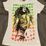 Zion Rootswear Bob Marley Graphic Tee - White with Multicolor Design Size L Photo 0