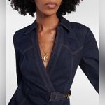 Veronica Beard  Arlington dark Oxford denim wrap midi western dress 12​ Photo 4