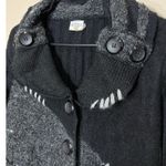 Sioni Studio Black Gray Patchwork Knit Cardigan Sweater Artful Boho L Size L Photo 4