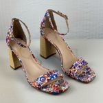 Kelly & Katie  Caital Multicolor Floral Block Raffia Heel Sandals Women 10 EUR 42 Photo 0