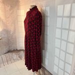 Boden Red Blue Alice Floral High Neck Long Sleeve Jersey Midi Dress Size 14L Size L Photo 4