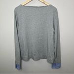 J.Crew  PinStripe Hem Layered SweatShirt Women Gray Size‎ Large Photo 1