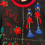 VTG 80s Bobbie Brooks Size S Vintage Holiday Sweater Black Embroidered Peace Photo 4