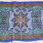 India Arts Silk Scarf Shawl Wrap Boho Blue Multicolor Paisley Print Photo 12