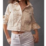 Free People WE THE FREE Rumors Denim Jacket Ecru Cream Size M Photo 3