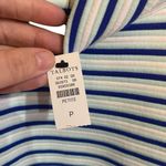 Talbots  textured funnel neck pullover blue stripe sweatshirt NWT Photo 3