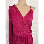 Topshop  Womens Hot Pink Jacquard One Long Sleeve Faux Wrap Mini Dress Size 10 Photo 3